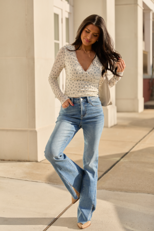 Lindsey Split Hem Flare Jeans