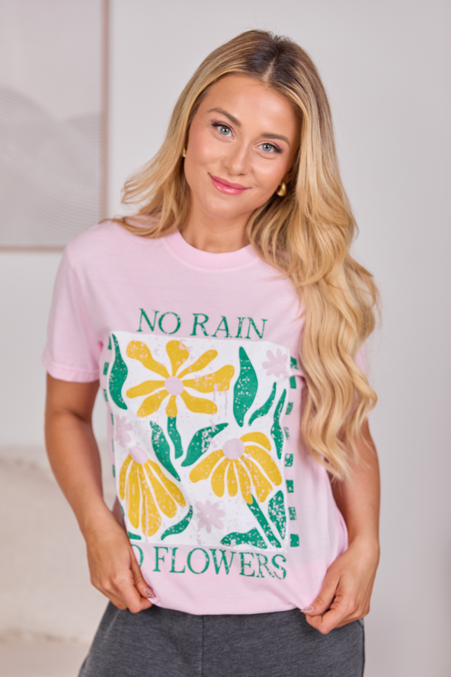 No Rain No Flowers Light Pink Graphic Tee SALE