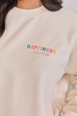 Happiness Social Club Cream Graphic Sweatshirt SALE