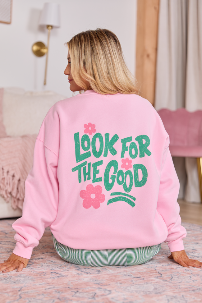 Look For The Good Light Pink Graphic Sweatshirt SALE