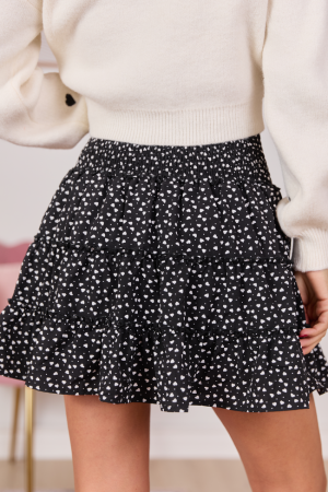Through The Garden Black Mini Hearts Skort
