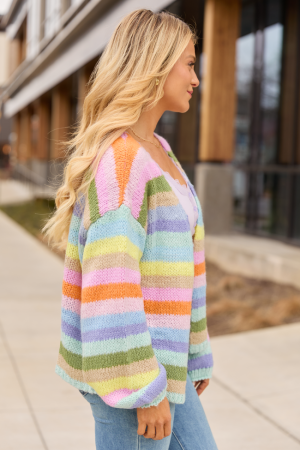 Karma Bright Stripes Open Cardigan