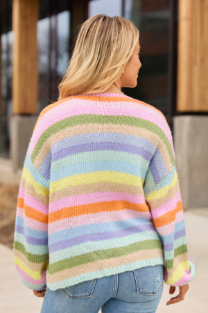 Karma Bright Stripes Open Cardigan